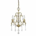 Homeroots 20 x 12 x 12 in. Claire 3-Light Antique Gold Mini Chandelierto Semi-Flush Mount w/Crystal Accents 398123